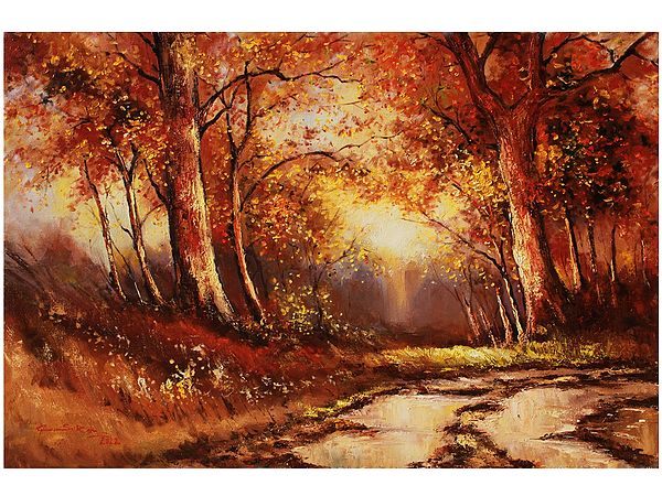 Alluring Evening Forest Landscape | Oil on Canvas