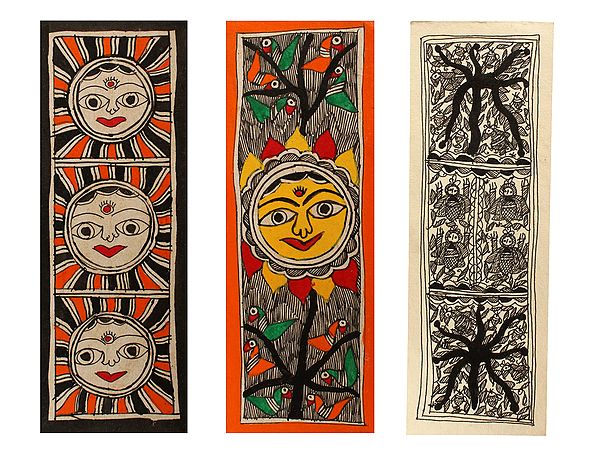 Indian Madhubani Art Paintings (Set of 3) | Madhubani Painting