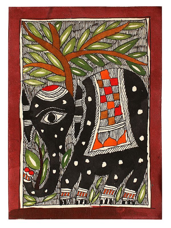 The Gorgeous Gaja | Madhubani Painting on Handmade Paper