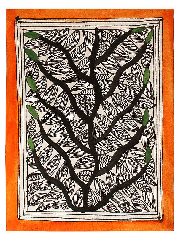 Flourishing Tree Madhubani Painting | Natural Colors on Handmade Paper