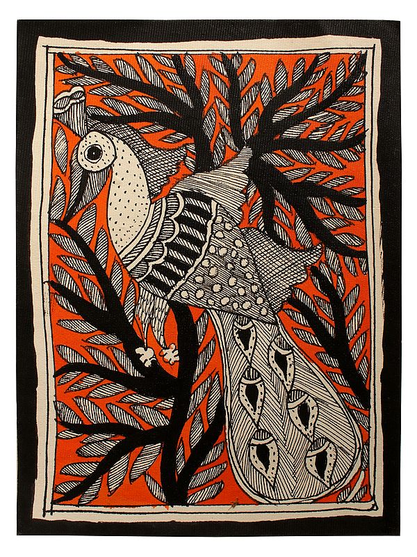 Magnificent Peacock Madhubani Painting