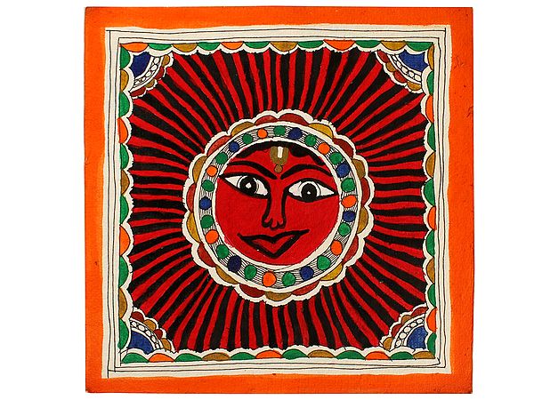 Sun Madhubani with Bright Colours | Madhubani Painting | Handmade Paper