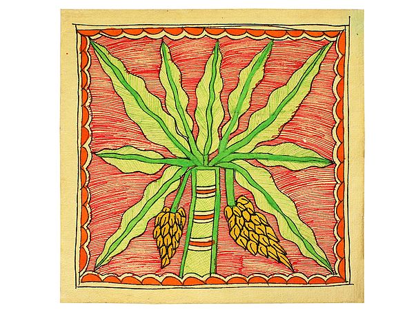 Radiant Banana Tree | Madhubani Painting | Handmade Paper