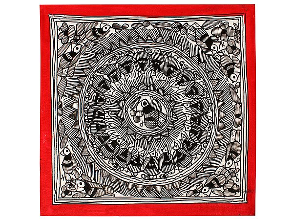 Indian Mandala Art With creatures | Madhubani Painting | Handmade Paper