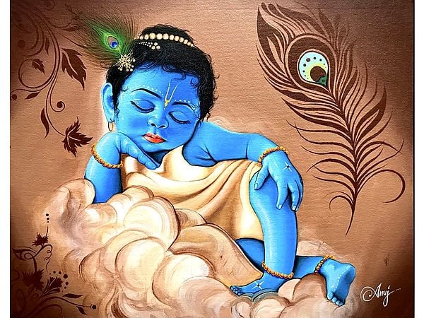 Adorable Bala Krishna | Acrylic On Canvas