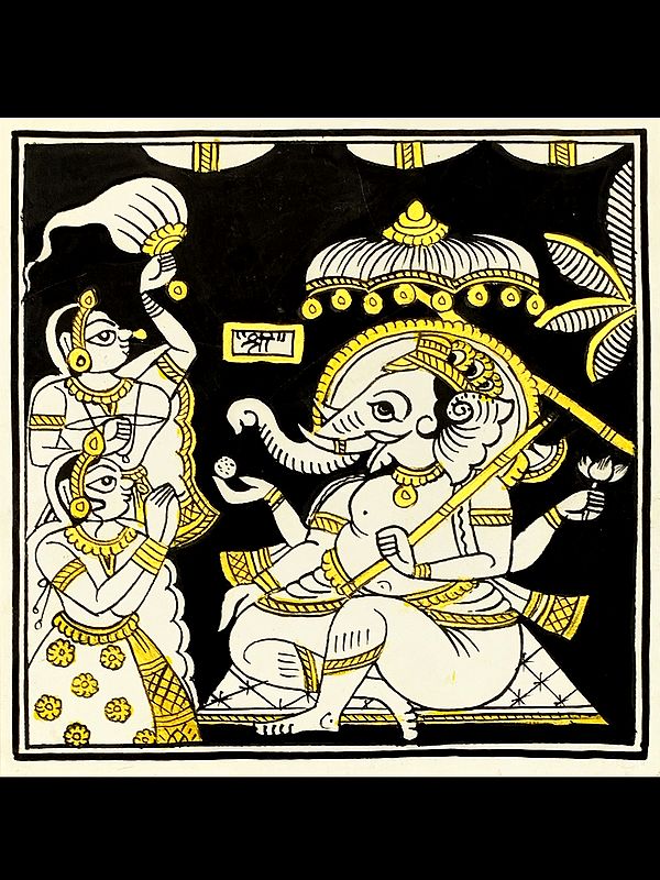 Women Worshipping Shri Ganesha | Phad Painting by Kalyan Joshi
