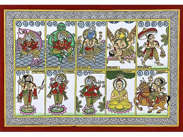 Lord Vishnu Dashavatara | Traditional Art | Phad Painting