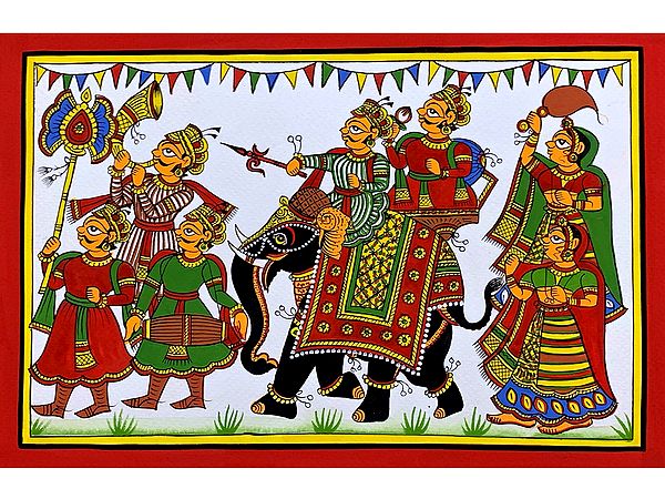 Procession of King | Colourful Traditional Art | Phad Painting