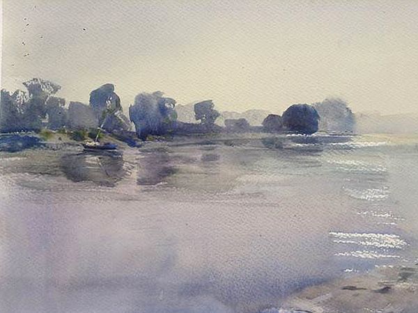 Winter Morning View | Watercolor Painting by Madhusudan Das