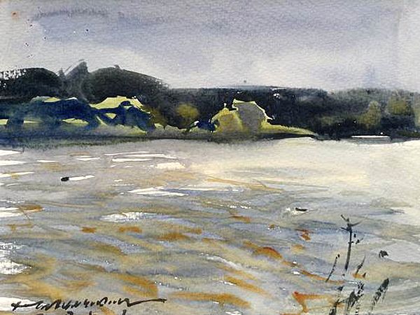 River by The Forrest Landscape | Loose Watercolour Painting by Madhusudan Das