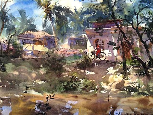 Ghar | Loose Watercolour Painting | By Madhusudan Das