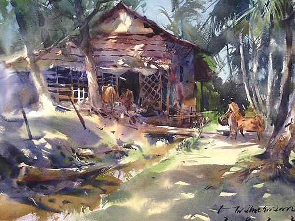 Home of Culture | Loose Watercolour Painting | By Madhusudan Das