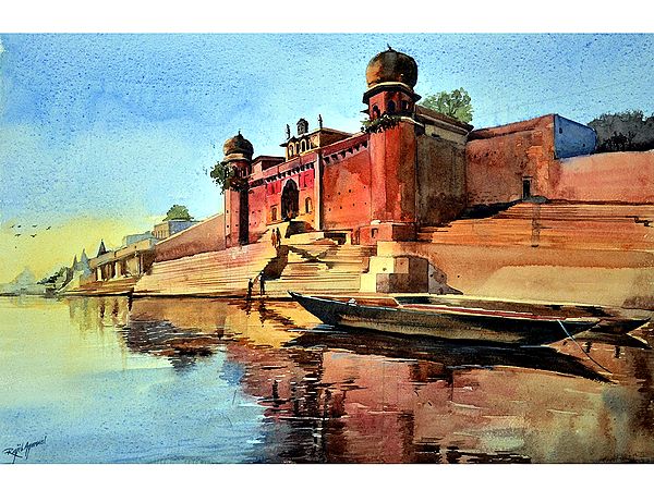 Chet Singh Ghat | Watercolor Painting by Rajib Agarwal