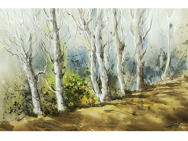 Bare Tree In Forrest | Loose Watercolor Painting | By Achintya Hazra