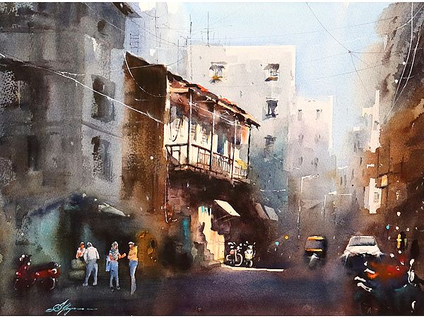 City Scape | Watercolor Painting by Achintya Hazra