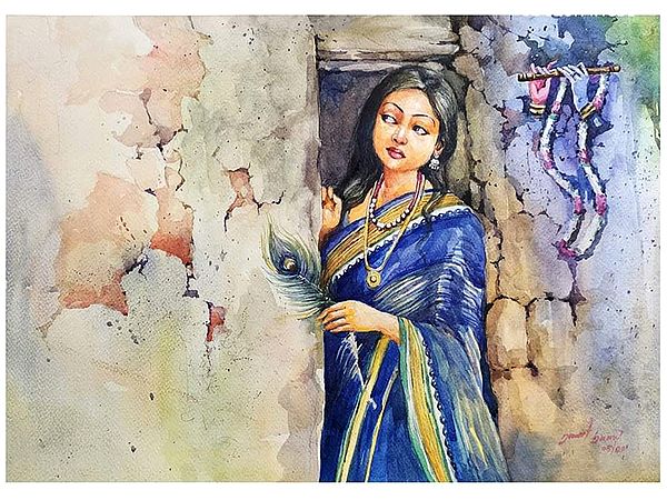 Finding Lord Krishna | Watercolor On Paper | By Sarat Shaw