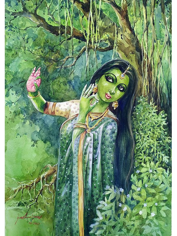 Dancing for Krishna | Watercolor On Paper | By Sarat Shaw