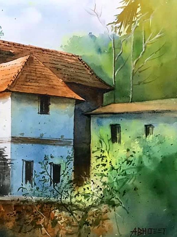 Pin by Prakrathi Shenoy on Water Colour | Landscape pencil drawings, Canvas  drawings, Portraiture drawing