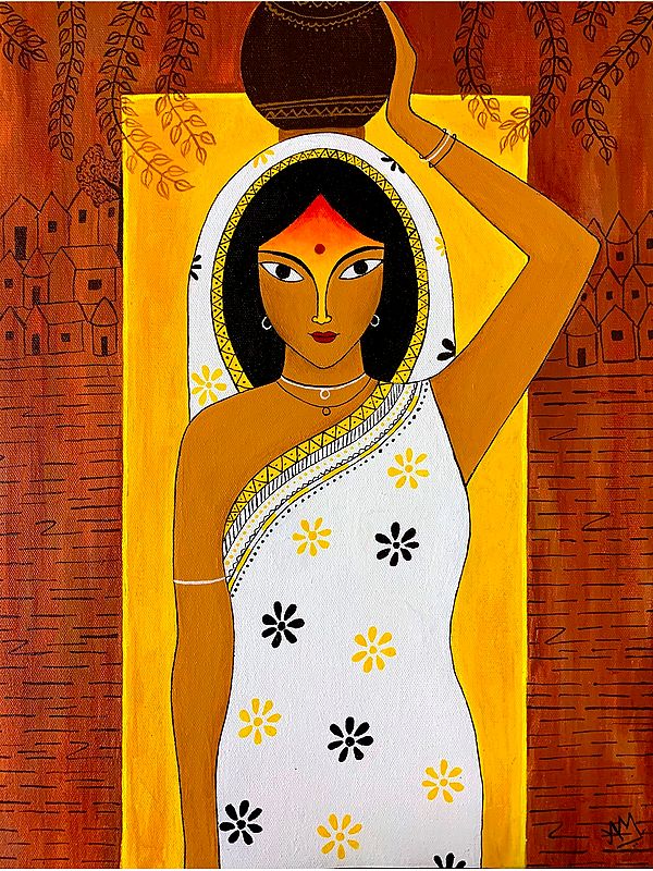 The Indian Village Belle | Acrylic on Canvas | Arpa Mukhopadhyay