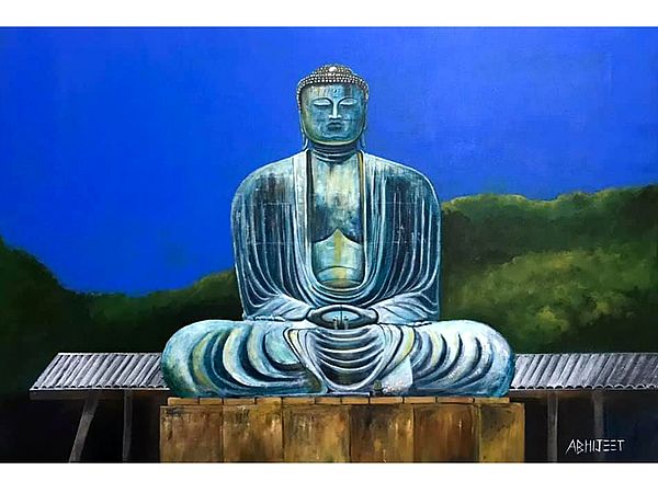 Lord Buddha In Dhyana Mudra | Acrylic On Canvas | By Abhijeet Bahadure