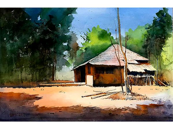 A Simple Abode | Watercolor On Paper | By Abhijeet Bahadure