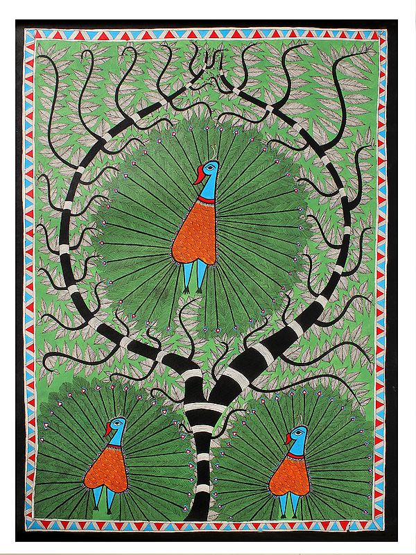 Dancing Peacocks | Madhubani Painting
