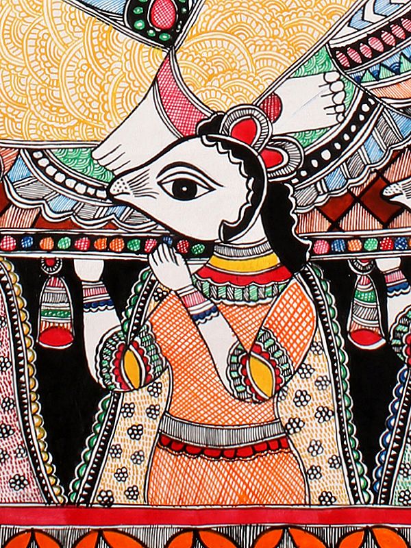 Mushak Carrying Three Headed Lord Ganapati | Madhubani Painting ...