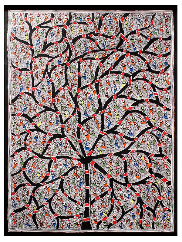 Tree of Life with Full of Birds | Madhubani Painting