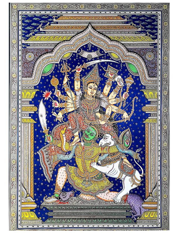 Traditional Colours Goddess Durga Killing Mahishasura | By ‎Ratikanta Moharana