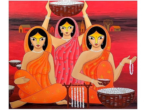 Indian Women With Jasmine | By Arpa Mukhopadhyay