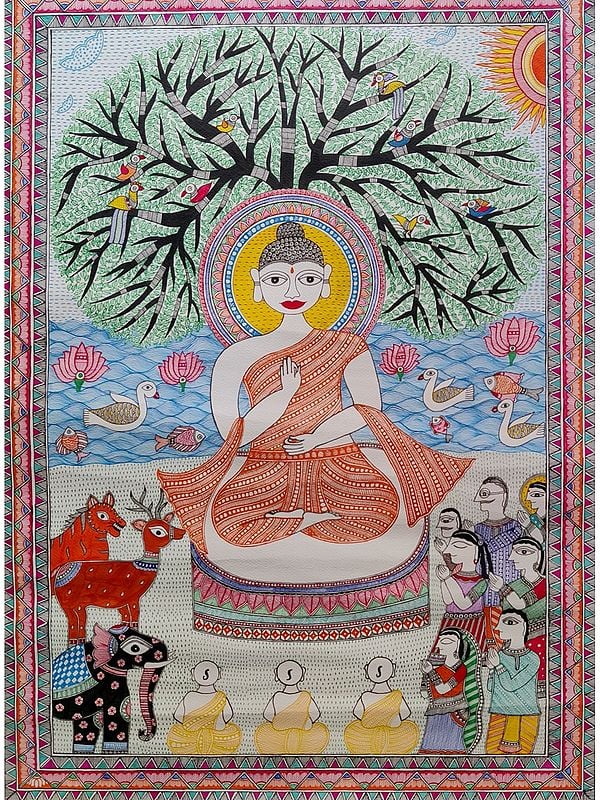 Gautama Buddha Seated Under Tree | By Jaya Tiwari | Watercolor Painting