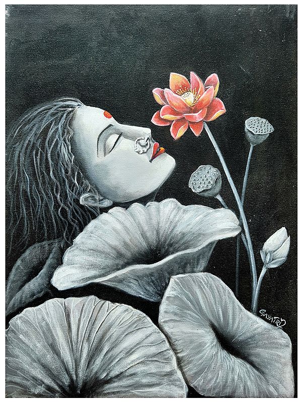 Fragrance of Lotus | Acrylic on Canvas | Painting by Gayatri Mavuru
