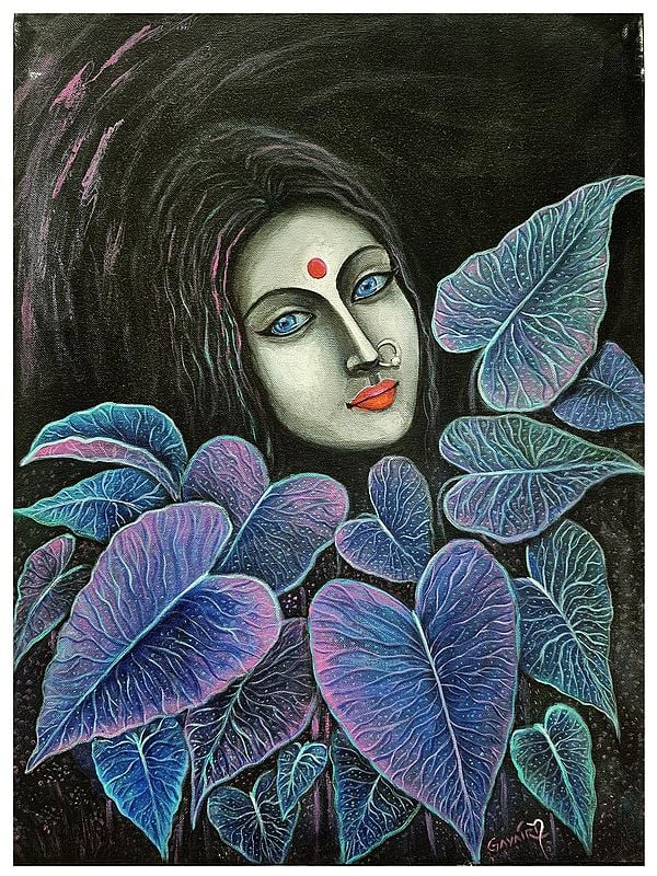 Woman in Nature | Acrylic on Canvas | Painting by Gayatri Mavuru