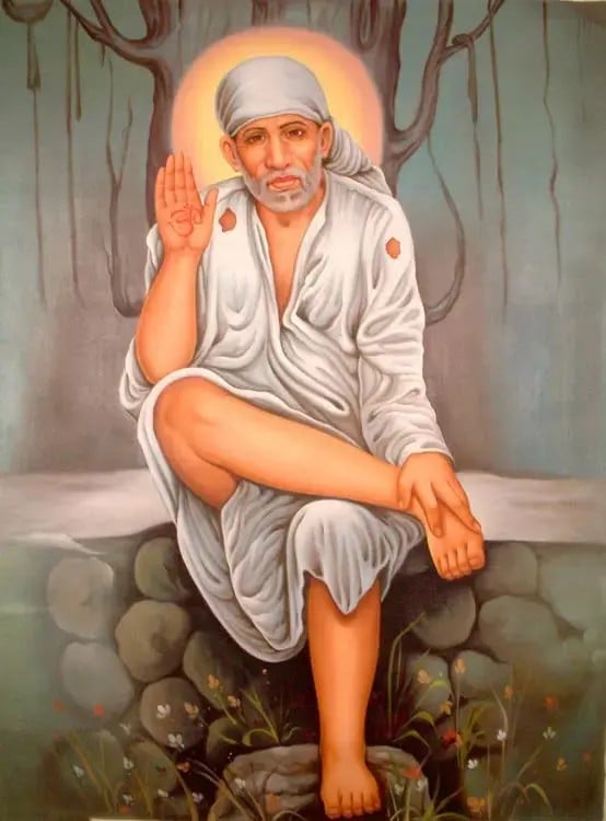 Sai Baba Oil on Canvas Painting