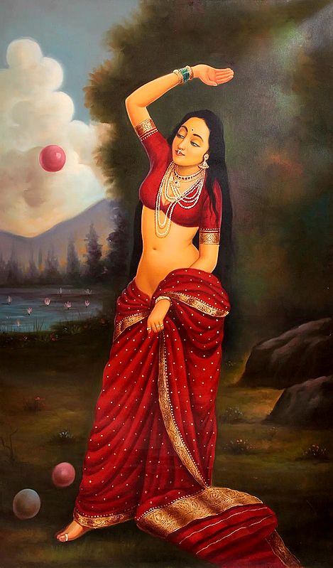 A Young Lady, Perhaps Menaka, Playing with Balls