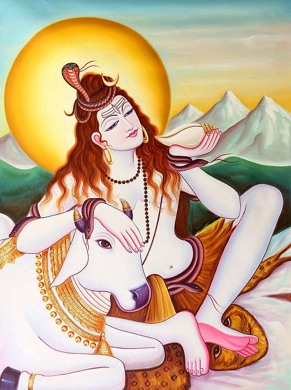 Lord Shiva, In The Company Of Nandi