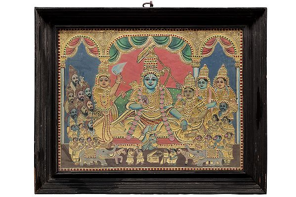Rama Darbar Tanjore Painting | Traditional Colors With 24K Gold | Teakwood Frame | Gold & Wood | Handmade | Made In India