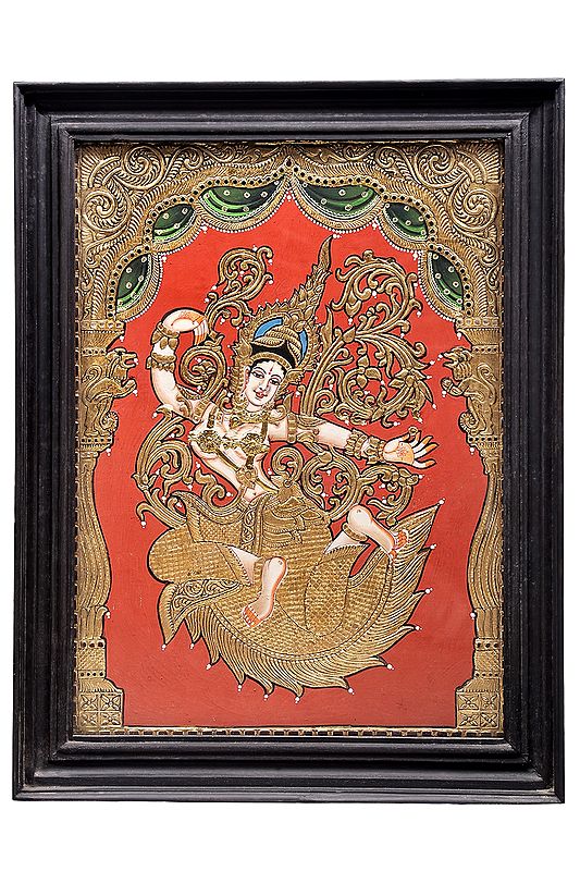 Devi Sita Tanjore Painting in the Idiom of Thai Temple Murals | Traditional Colors With 24K Gold