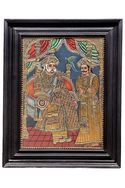 The King Tanjore Painting | Traditional Colors with 24K Gold | Teakwood Frame | Handmade | Made in India