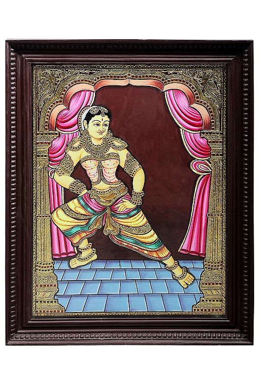 Goddess Rati Tanjore Painting | Traditional Colors With 24K Gold | Teakwood Frame | Gold & Wood | Handmade | Made In India