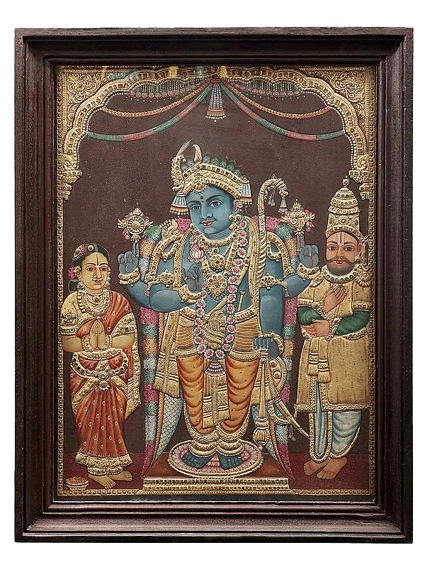 Lord Rama Tanjore Painting | Traditional Colors With 24K Gold | Teakwood Frame | Handmade