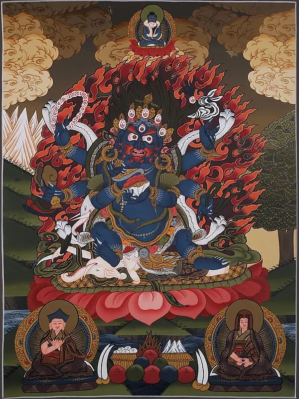 Six Hands Mahakala (Brocadeless Thangka)