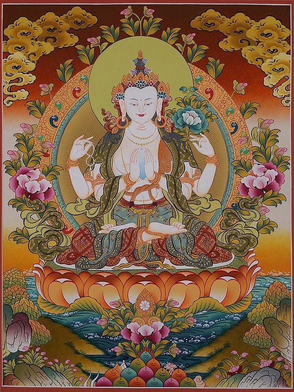 Chenrezig (Avalokiteshvara) |  Brocadeless Thangka