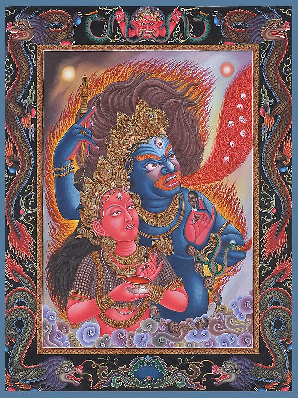 Newari Chand Bhairava Kaumari (Brocadeless Thangka)