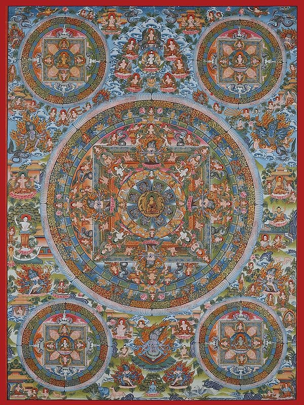 Tibetan Panch Mandala (Brocadeless Thangka)