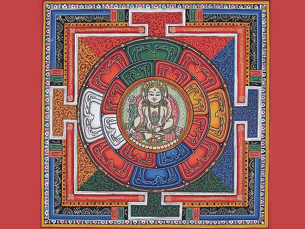 Newari Medicine Buddha Mandala (Brocadeless Thangka)