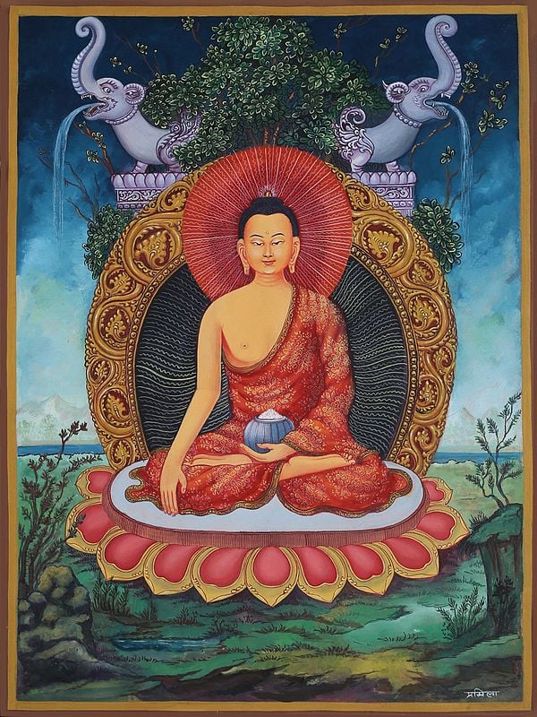 Newari Lord Shakyamuni Buddha (Brocadeless Thangka)