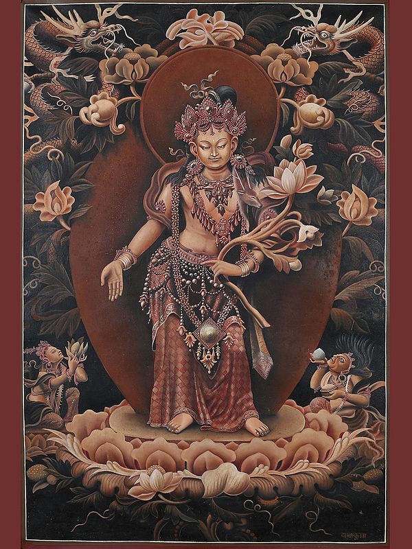 Newari Padmapani - Tibetan Buddhist Brocadeless Thangka