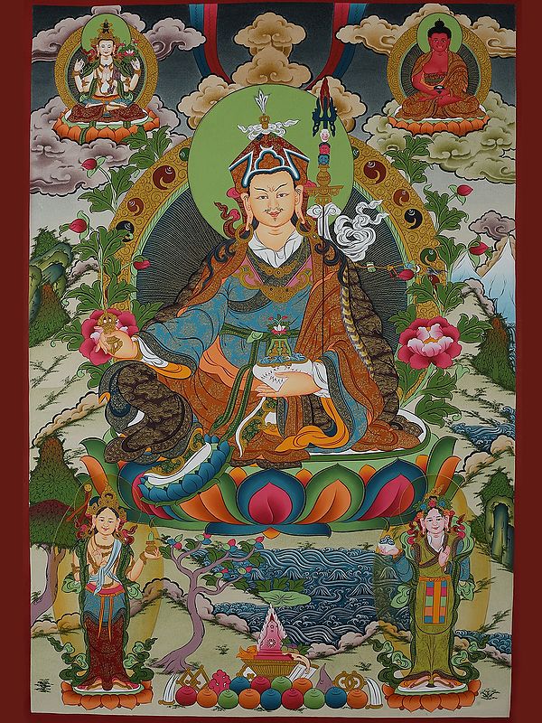 Tibetan Guru Rinpoche (Brocadeless Thangka)