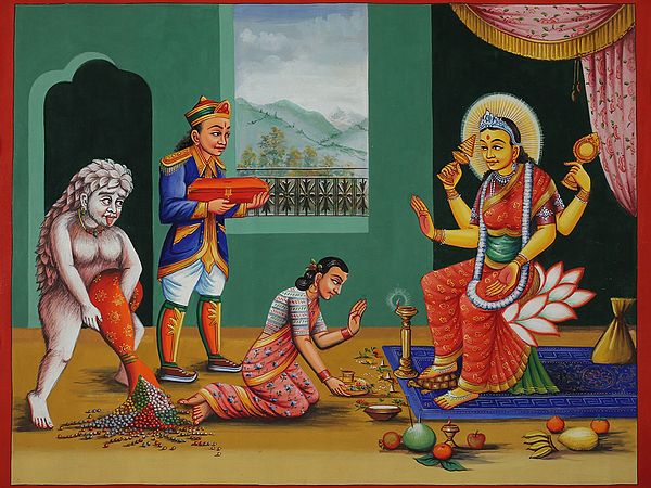 Newari Goddess Lakshmi Ceremony (Brocadeless Thangka)